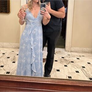 Light blue and white floral maxi dress